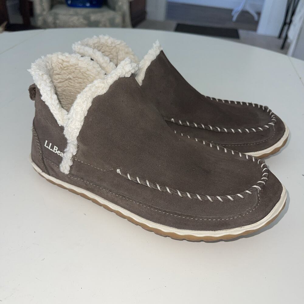 L.L. Bean Women 7 Suede Bootie Brown Comfort Slip On Shoe Moccasins Slip On Shoe